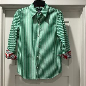 Chaps Green Striped Women’s Shirt - size M